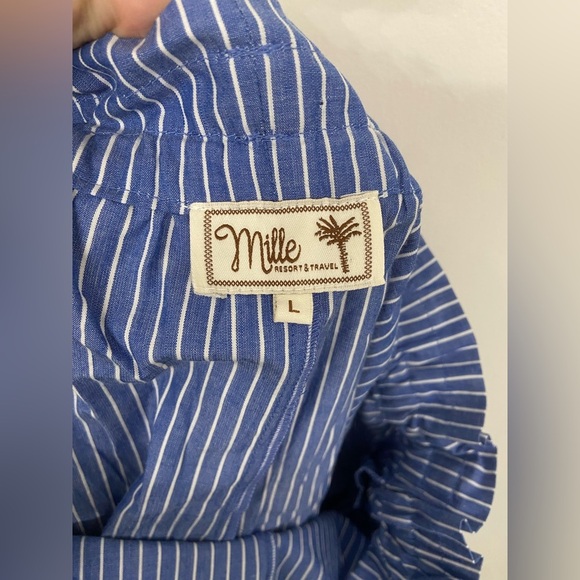 MILLE Cotton Striped Shorts Blue & White Size Large - Picture 4 of 5